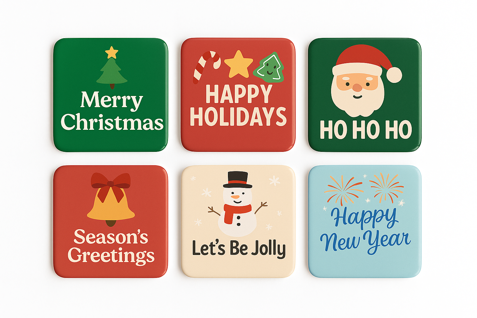 Holiday Cheer Magnet Gift Set – 6 Festive Square Magnets (2x2 in) | Made & Designed in Canada