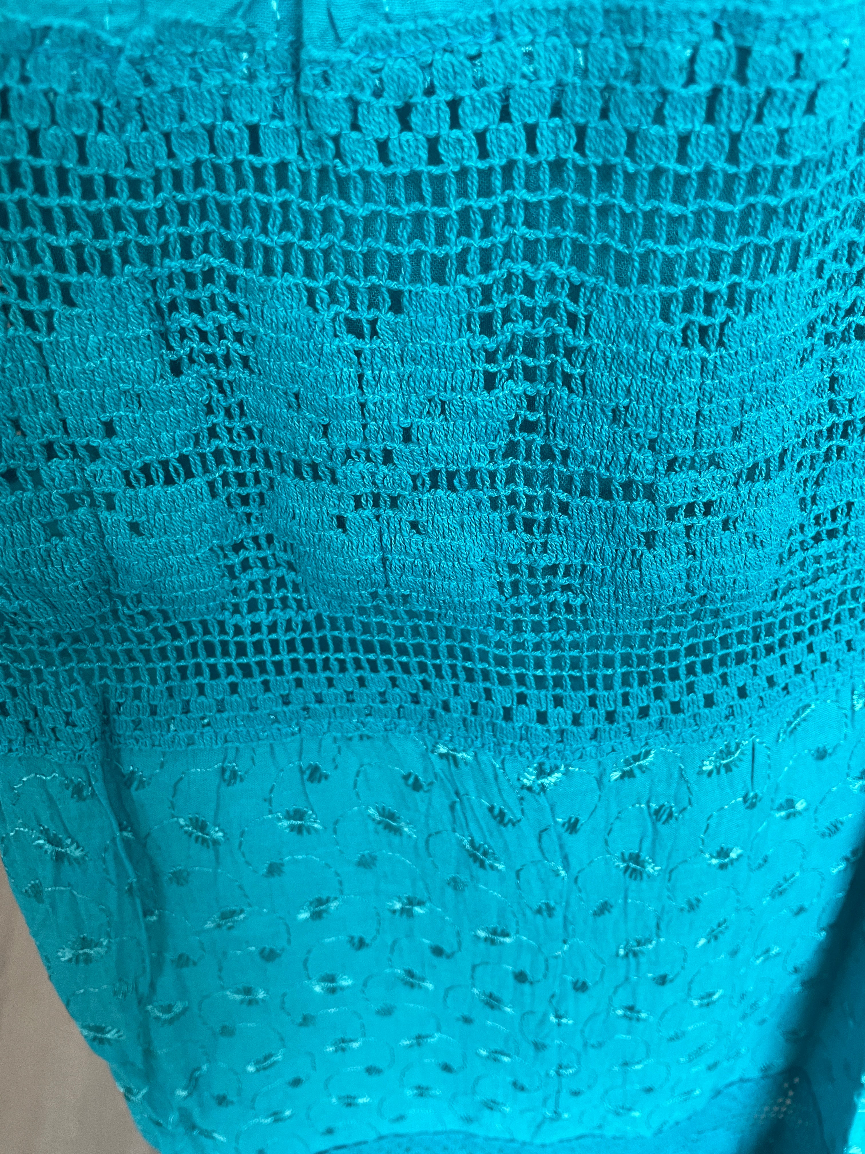 Turquoise Cotton Lace Maxi Skirt – 100% Cotton, Made in India | Comfort Meets Elegance by TwirlbyK