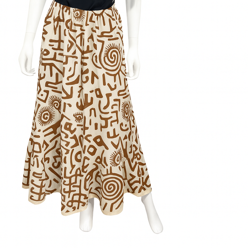 100 % Cotton Flowy Maxi-Skirt with Bold Tribal Inspired Prints