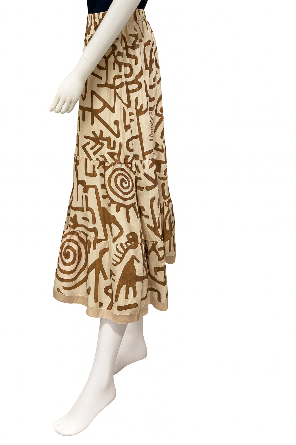 100 % Cotton Flowy Maxi-Skirt with Bold Tribal Inspired Prints