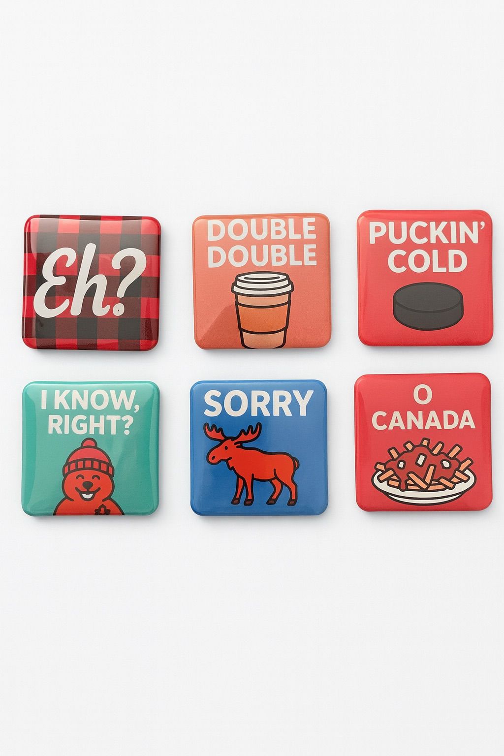 Set of 6 Canadian-themed Fridge Magnets, proudly Made in Canada!
