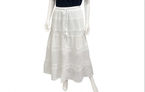 100% Cotton Whispering Lace Maxi Skirt