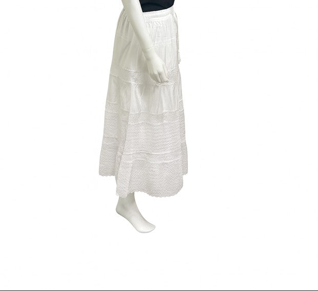 100% Cotton Whispering Lace Maxi Skirt