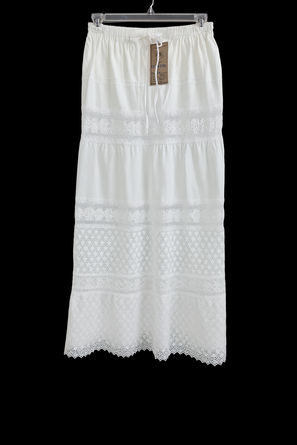 100% Cotton Whispering Lace Maxi Skirt